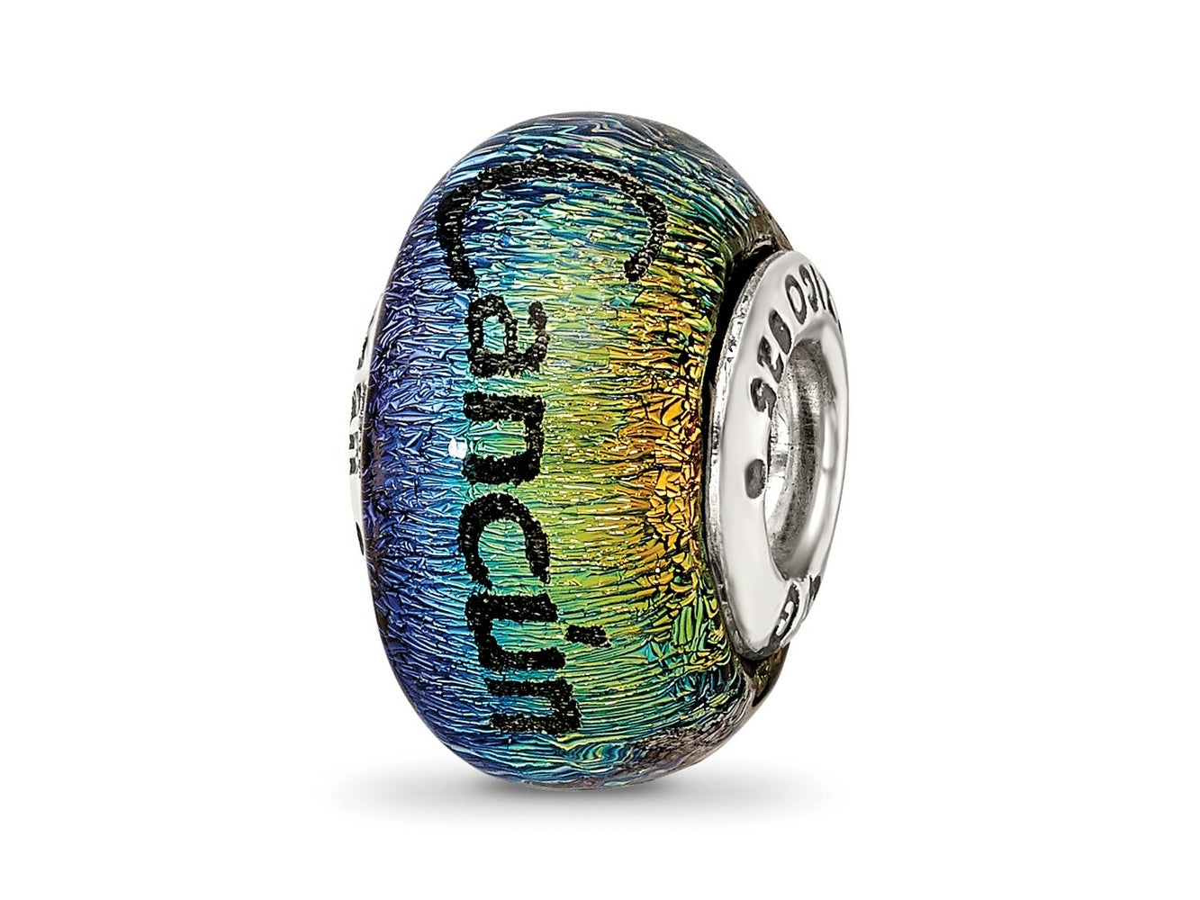 Reflections 925 Sterling Silver Cancun Orange Dichroic Glass Bead 12 x 9 mm