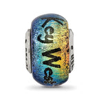 Reflections 925 Sterling Silver Key West Orange Dichroic Glass Bead 12 x 9 mm