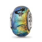 Reflections 925 Sterling Silver Key West Orange Dichroic Glass Bead 12 x 9 mm