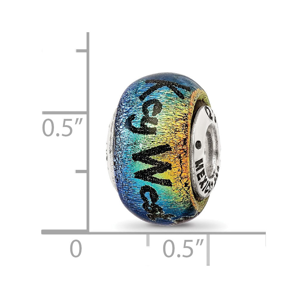 Reflections 925 Sterling Silver Key West Orange Dichroic Glass Bead 12 x 9 mm