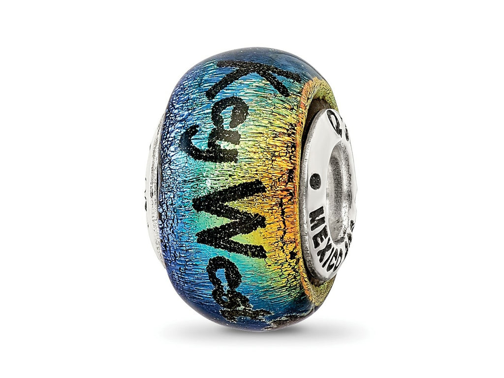Reflections 925 Sterling Silver Key West Orange Dichroic Glass Bead 12 x 9 mm
