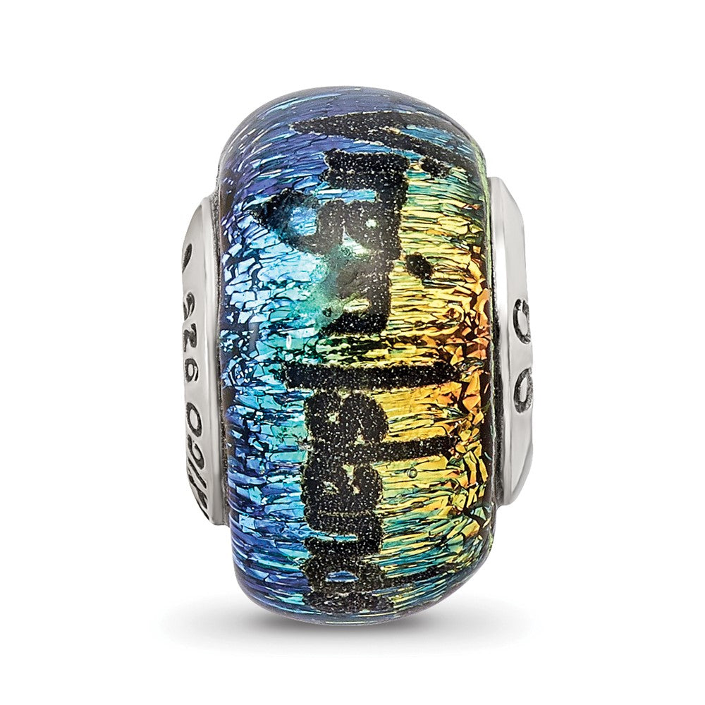 Reflections 925 Sterling Silver Virgin Islands Orange Dichroic Glass Bead 12 x 9 mm