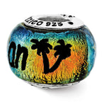 Reflections 925 Sterling Silver Caribbean Orange Dichroic Glass Bead 12 x 9 mm
