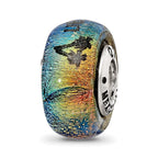 Reflections 925 Sterling Silver Caribbean Orange Dichroic Glass Bead 12 x 9 mm