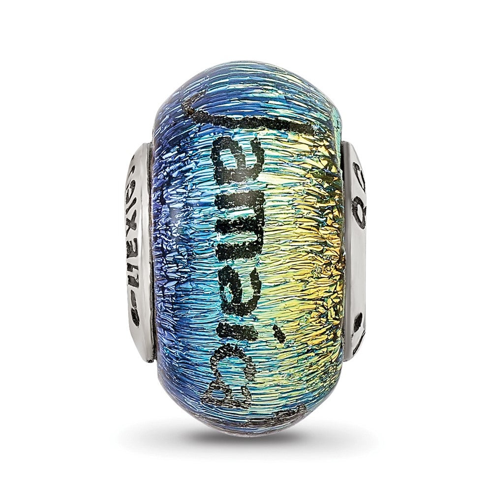 Reflections 925 Sterling Silver Jamaica Orange Dichroic Glass Bead 12 x 9 mm