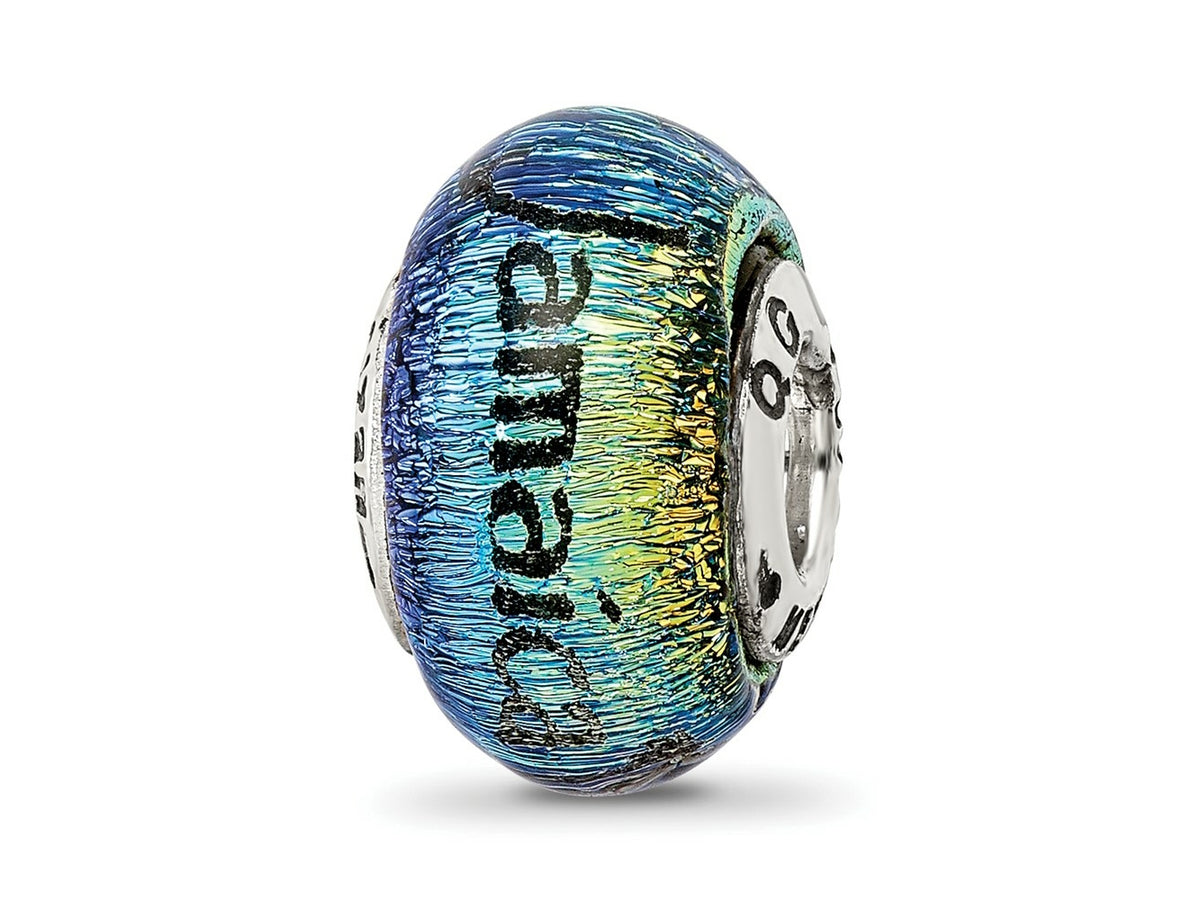 Reflections 925 Sterling Silver Jamaica Orange Dichroic Glass Bead 12 x 9 mm