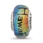 Reflections 925 Sterling Silver Hawaii Orange Dichroic Glass Bead 12 x 9 mm