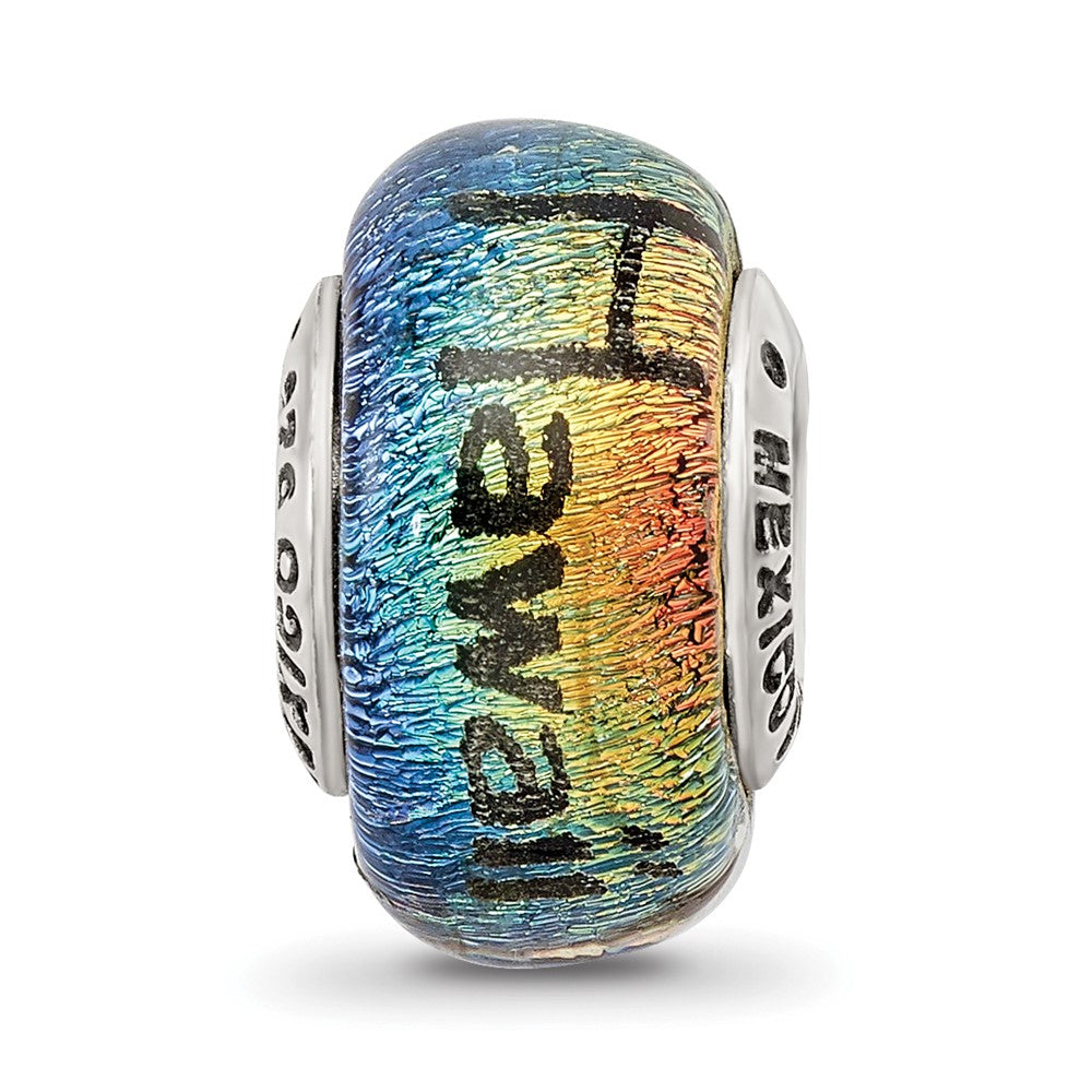 Reflections 925 Sterling Silver Hawaii Orange Dichroic Glass Bead 12 x 9 mm