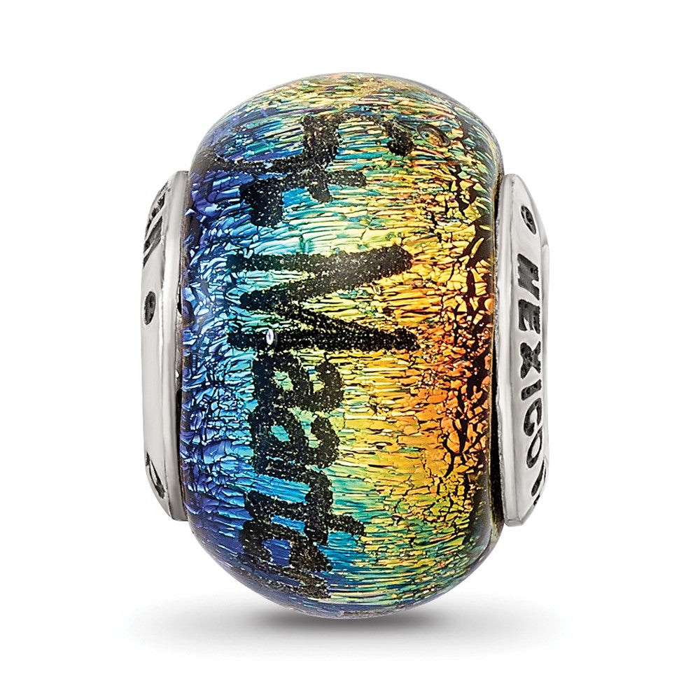 Reflections 925 Sterling Silver St Maarten Orange Dichroic Glass Bead 12 x 9 mm