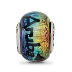 Reflections 925 Sterling Silver Aruba Orange Dichroic Glass Bead 12 x 9 mm