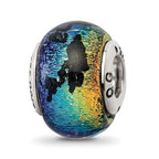 Reflections 925 Sterling Silver Aruba Orange Dichroic Glass Bead 12 x 9 mm