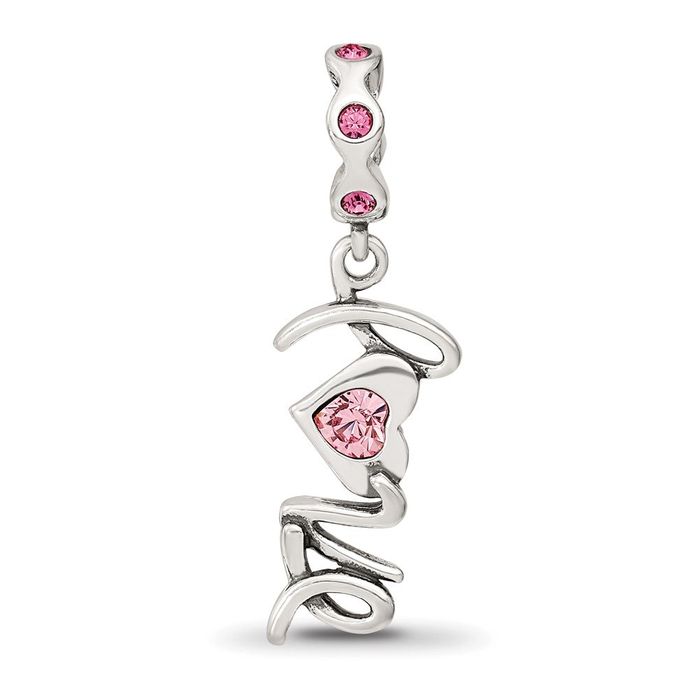 Reflections 925 Sterling Silver Crystals LOVE Dangle Bead 27 x 9 mm