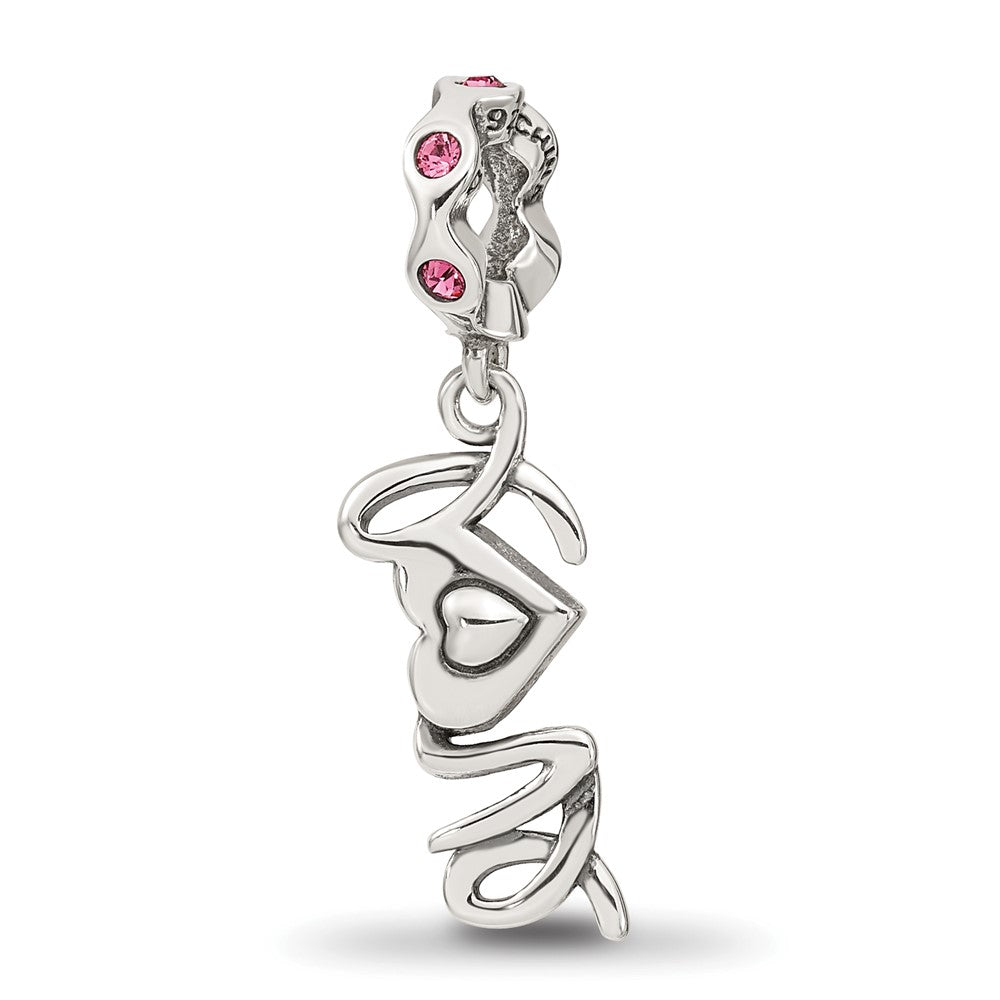 Reflections 925 Sterling Silver Crystals LOVE Dangle Bead 27 x 9 mm