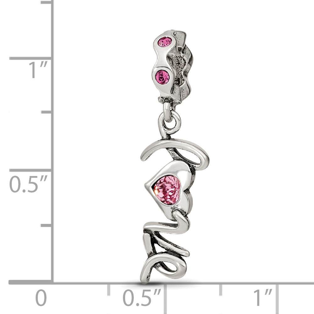 Reflections 925 Sterling Silver Crystals LOVE Dangle Bead 27 x 9 mm
