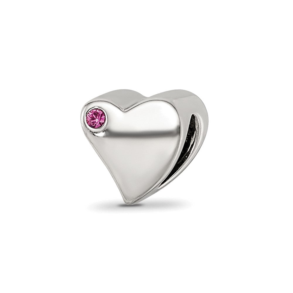 Reflections 925 Sterling Silver Pink Crystal 2pc Heart Bead 10 x 10 mm