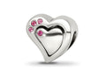 Reflections 925 Sterling Silver Pink Crystal 2pc Heart Bead 10 x 10 mm