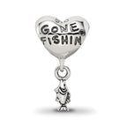 Reflections 925 Sterling Silver Gone Fishin Dangle Bead 14 x 8 mm