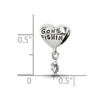 Reflections 925 Sterling Silver Gone Fishin Dangle Bead 14 x 8 mm