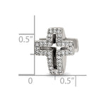 Reflections 925 Sterling Silver Crystals Pavé Open Cross Bead 13 x 11 mm.