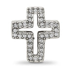 Reflections 925 Sterling Silver Crystals Pavé Open Cross Bead 13 x 11 mm.