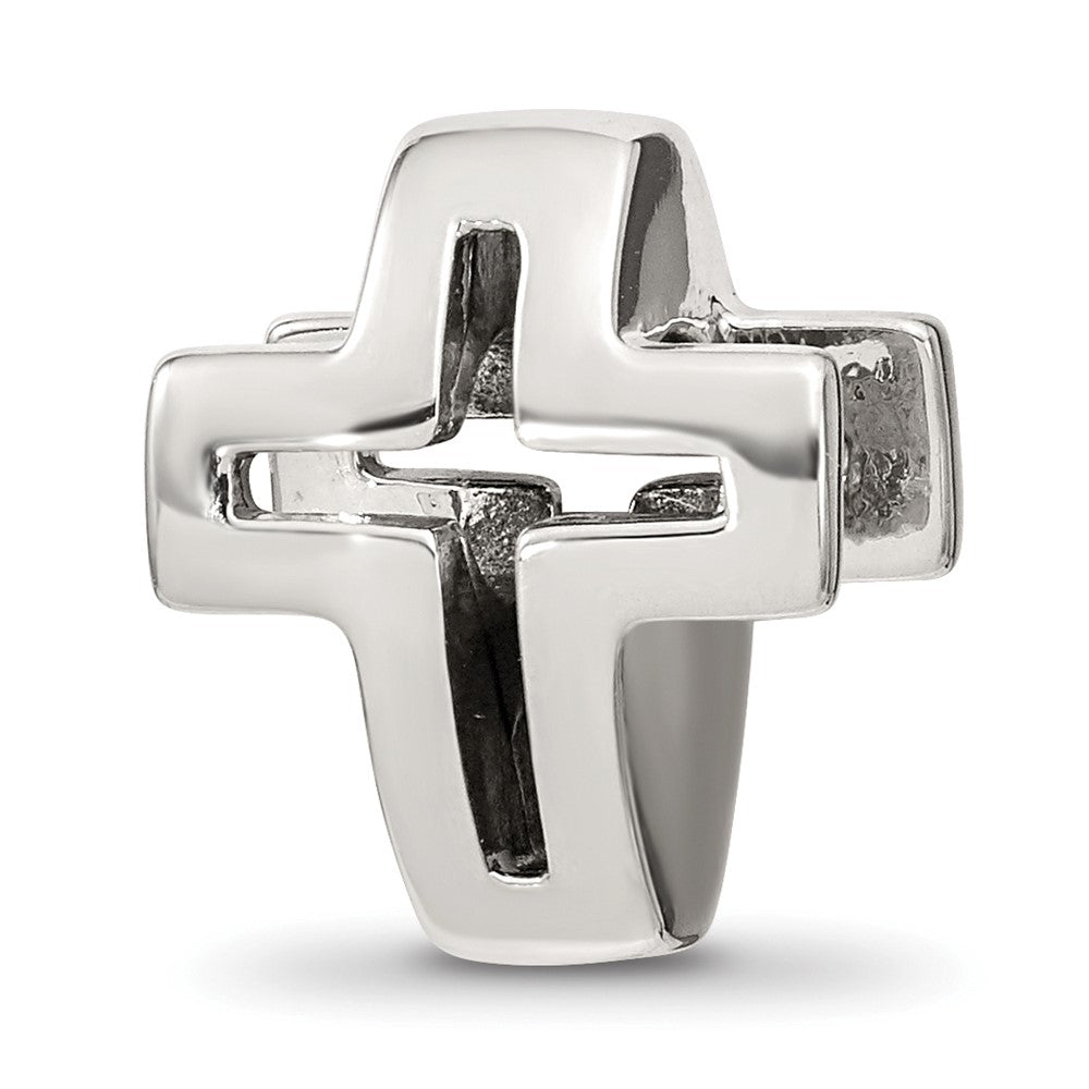 Reflections 925 Sterling Silver Crystals Pavé Open Cross Bead 13 x 11 mm.