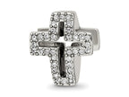 Reflections 925 Sterling Silver Crystals Pavé Open Cross Bead 13 x 11 mm.