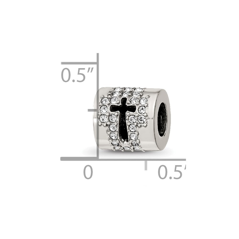 Reflections 925 Sterling Silver Crystals Faith Cross Bead 8 x 9 mm.
