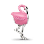 Reflections 925 Sterling Silver Pink Enamel Flamingo Bead 15 x 8 mm
