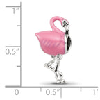 Reflections 925 Sterling Silver Pink Enamel Flamingo Bead 15 x 8 mm