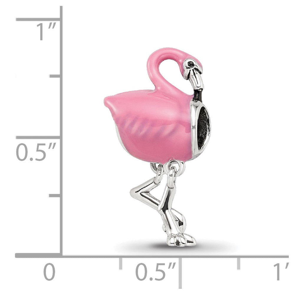 Reflections 925 Sterling Silver Pink Enamel Flamingo Bead 15 x 8 mm