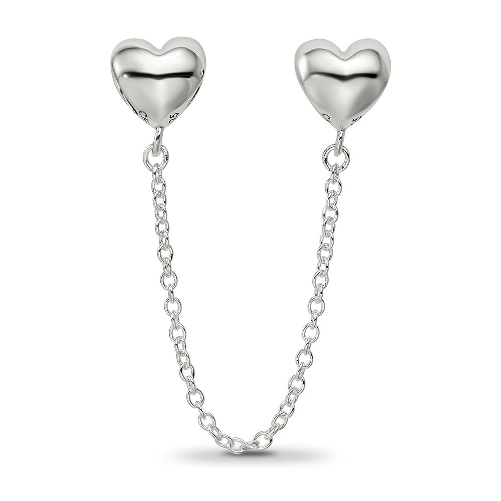 Reflections 925 Sterling Silver Polished Hearts Safety Chain 7 x 7 mm