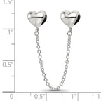 Reflections 925 Sterling Silver Polished Hearts Safety Chain 7 x 7 mm