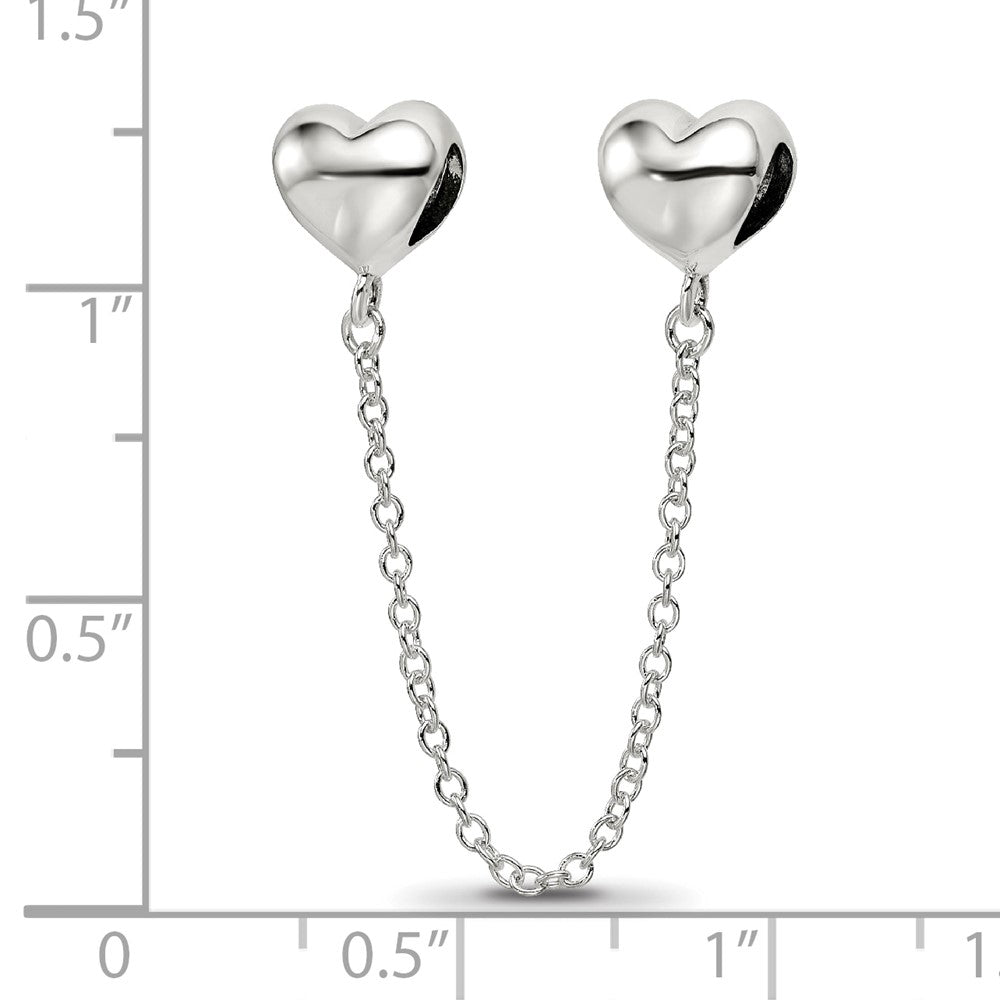 Reflections 925 Sterling Silver Polished Hearts Safety Chain 7 x 7 mm