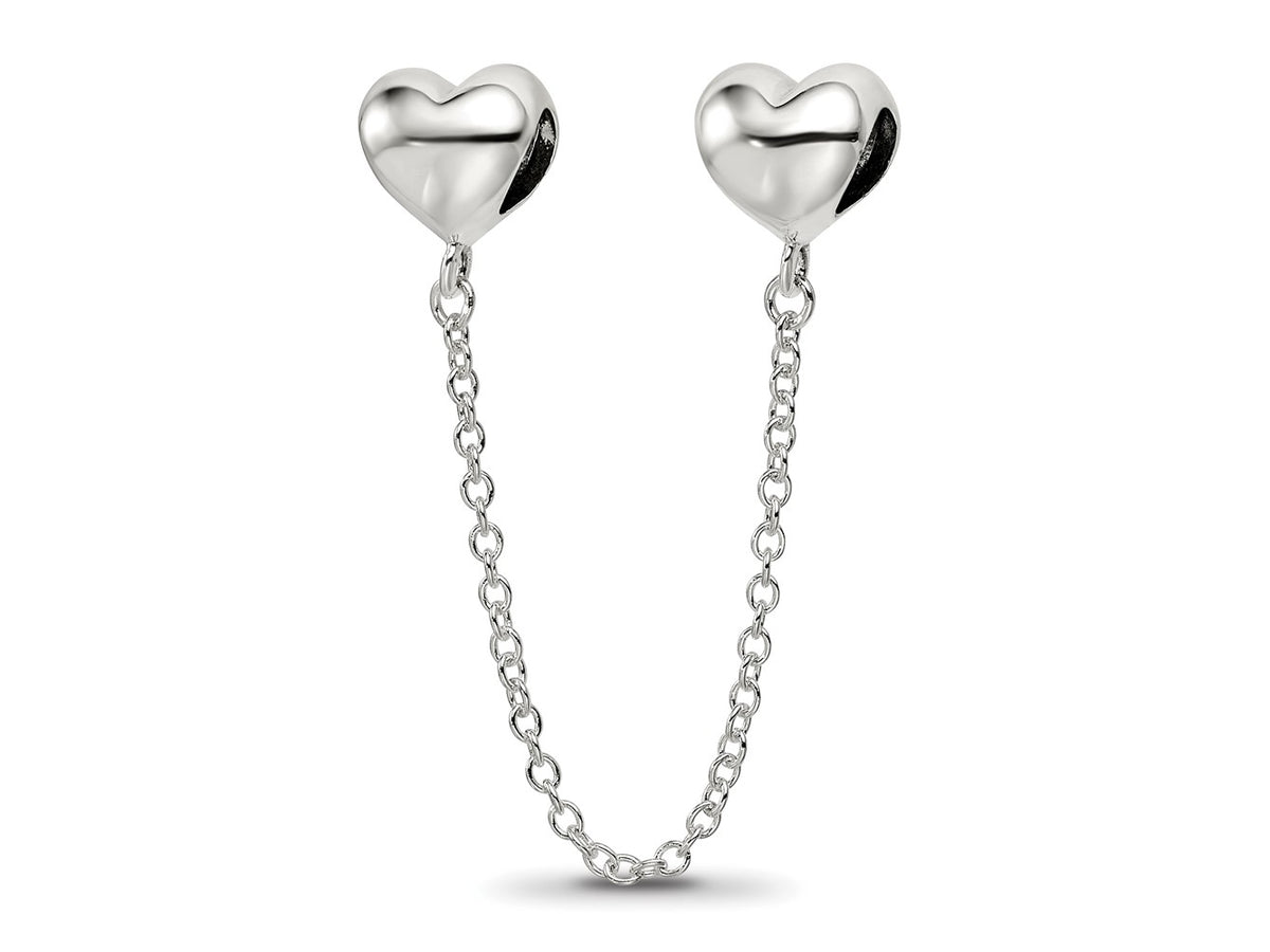 Reflections 925 Sterling Silver Polished Hearts Safety Chain 7 x 7 mm