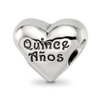 Reflections 925 Sterling Silver Crystals Quinceanera Heart Bead 10 x 12 mm