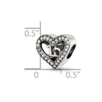 Reflections 925 Sterling Silver Crystals Quinceanera Heart Bead 10 x 12 mm
