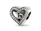 Reflections 925 Sterling Silver Crystals Quinceanera Heart Bead 10 x 12 mm