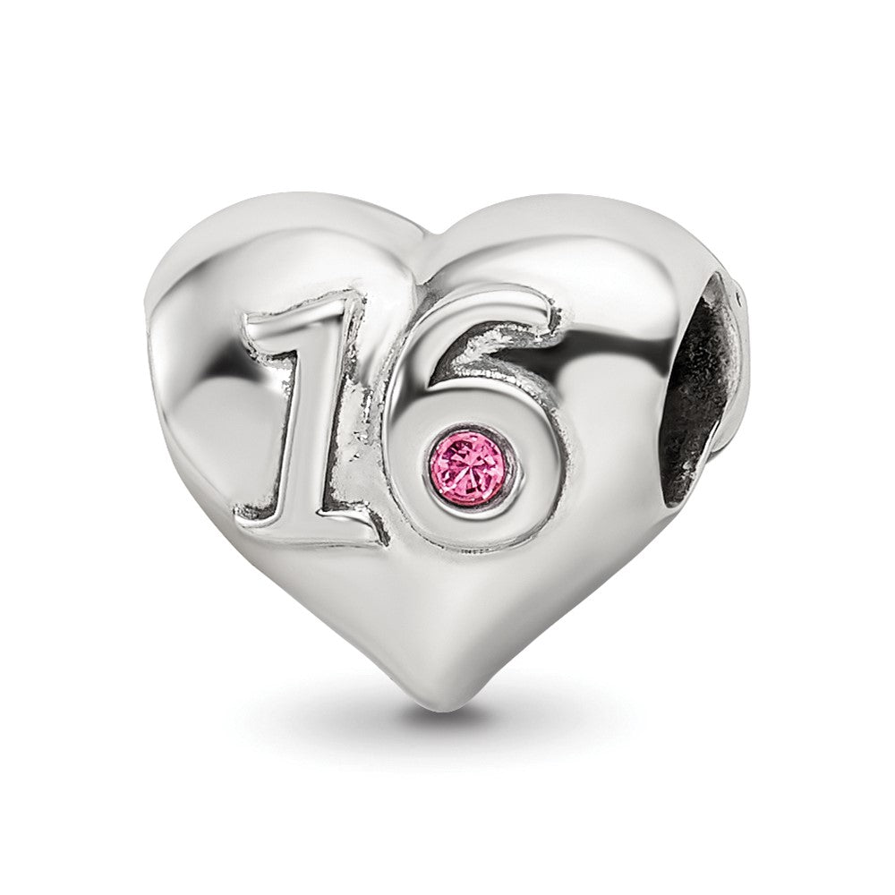 Reflections 925 Sterling Silver Crystals Sweet 16 Heart Bead 10 x 10 mm