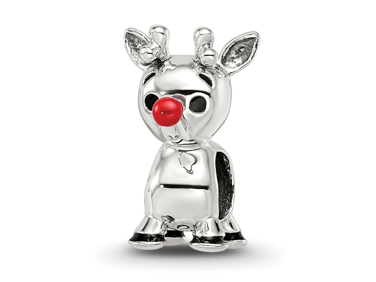Reflections 925 Sterling Silver Red Enamel Rudolph Bead 13 x 7 mm