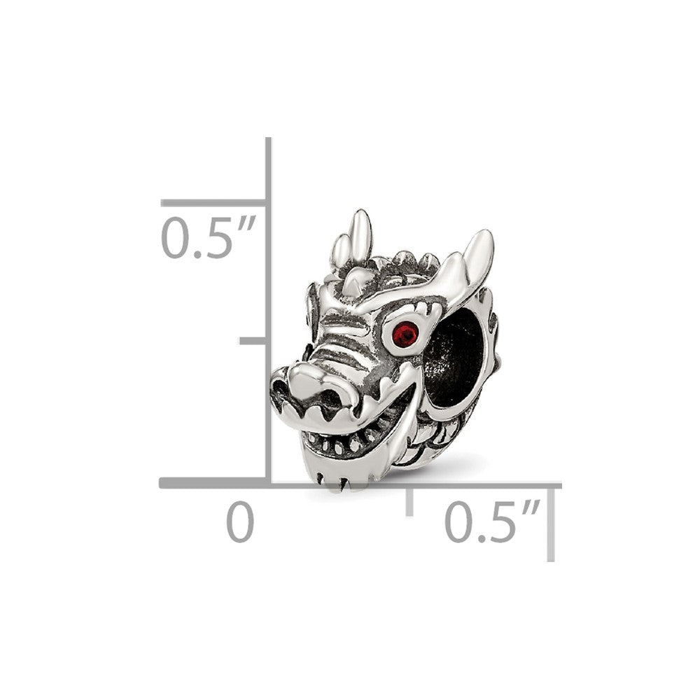 Reflections 925 Sterling Silver Crystal Chinese New Year Dragon Bead 10 x 7 mm