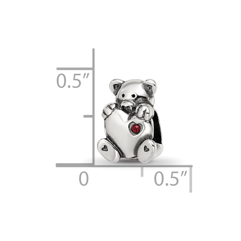 Reflections 925 Sterling Silver Crystals Teddy Bear Bead 10 x 8 mm