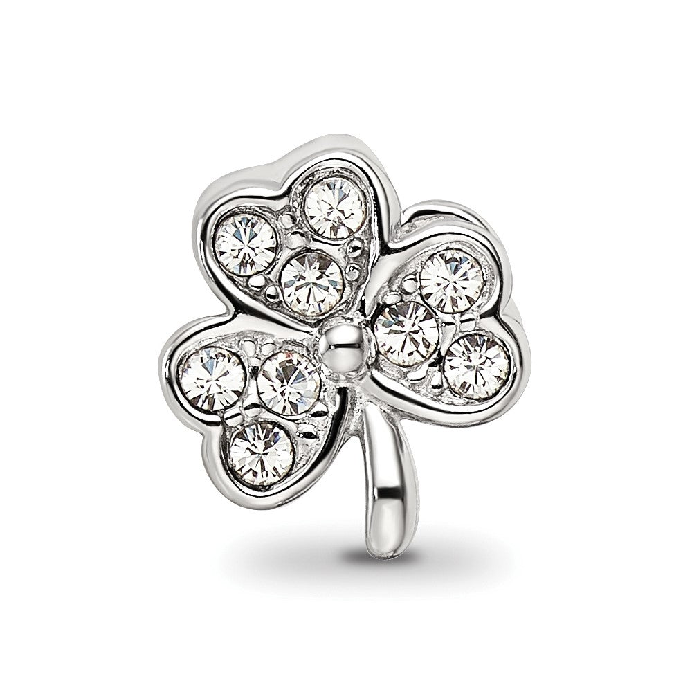 Reflections 925 Sterling Silver Enameled Crystal Shamrock Bead 10 x 9 mm