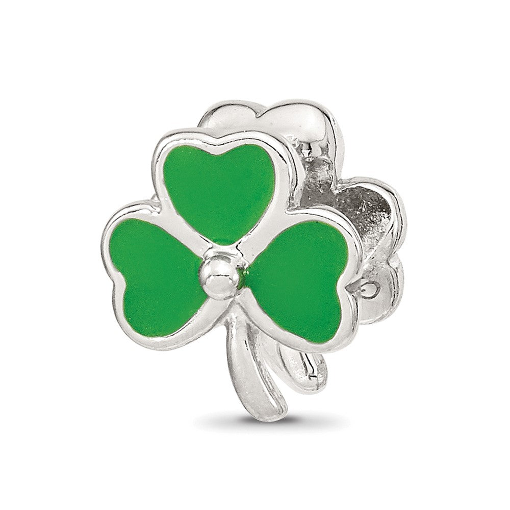 Reflections 925 Sterling Silver Enameled Crystal Shamrock Bead 10 x 9 mm