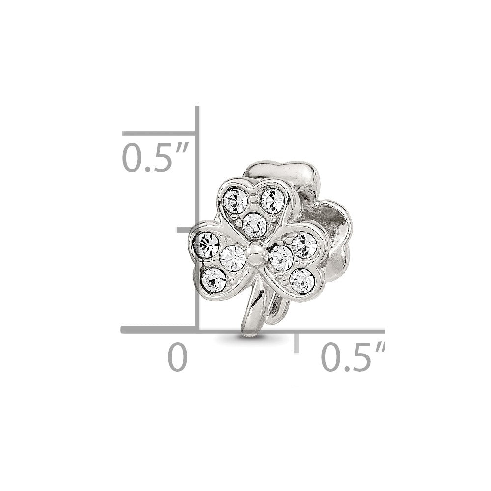 Reflections 925 Sterling Silver Enameled Crystal Shamrock Bead 10 x 9 mm