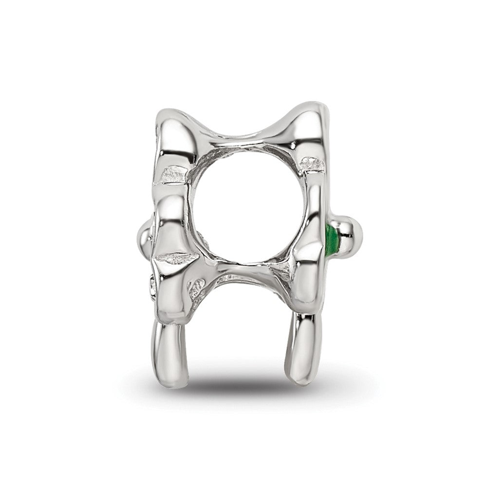Reflections 925 Sterling Silver Enameled Crystal Shamrock Bead 10 x 9 mm