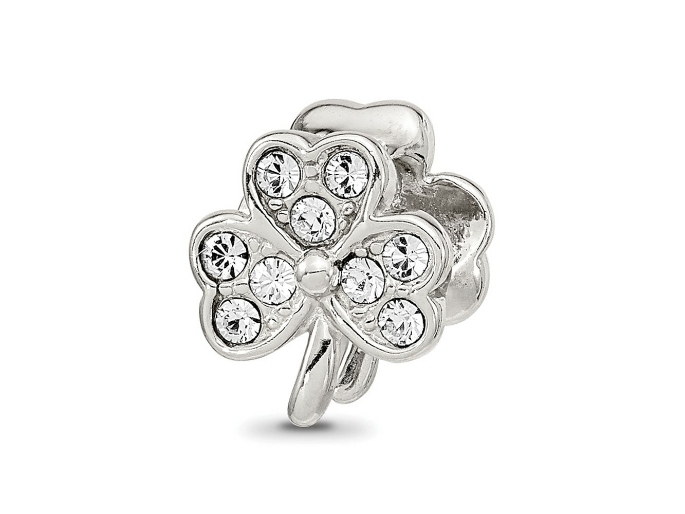 Reflections 925 Sterling Silver Enameled Crystal Shamrock Bead 10 x 9 mm
