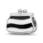 Reflections 925 Sterling Silver Enamel Crystal Purse Bead 10 x 11 mm