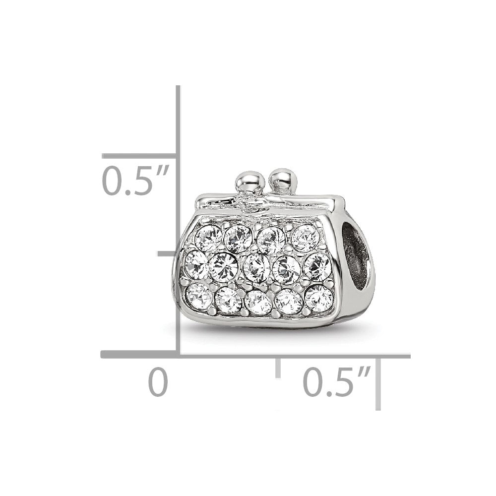 Reflections 925 Sterling Silver Enamel Crystal Purse Bead 10 x 11 mm