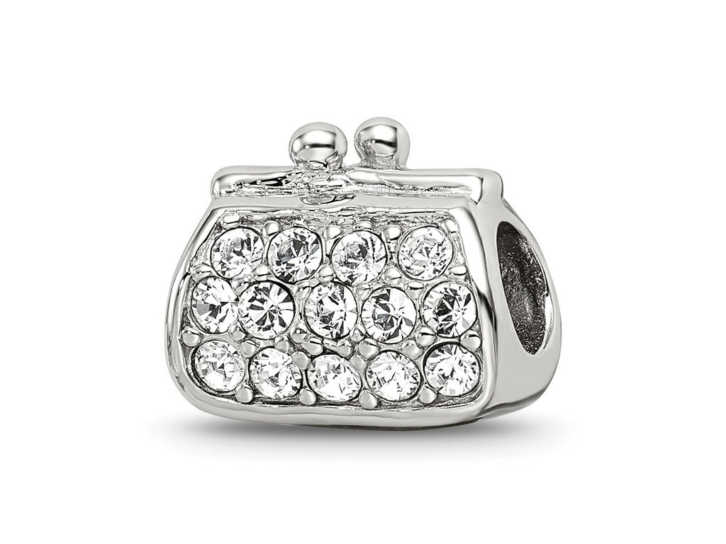 Reflections 925 Sterling Silver Enamel Crystal Purse Bead 10 x 11 mm