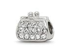Reflections 925 Sterling Silver Enamel Crystal Purse Bead 10 x 11 mm